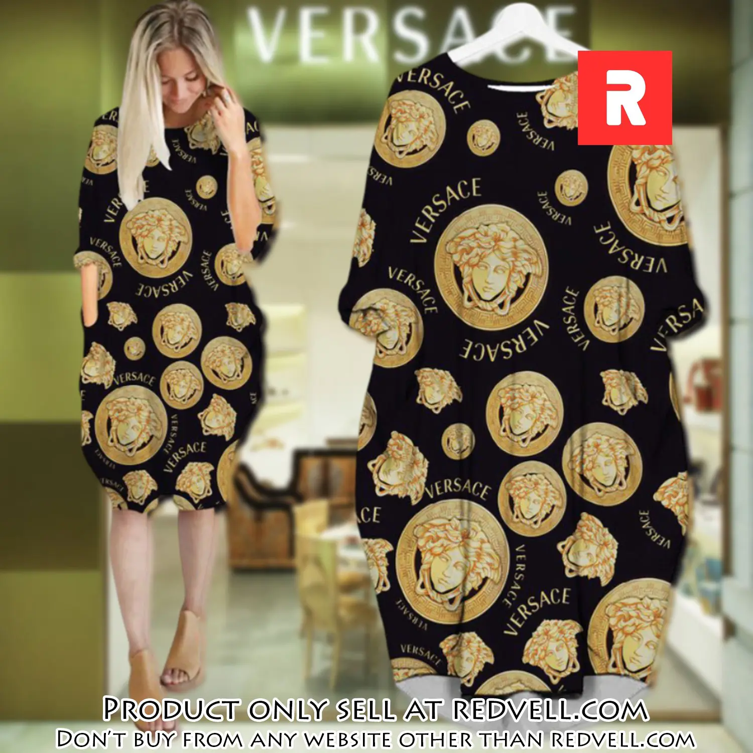 Gianni versace black batwing pocket dress luxury brand for women pd064 rv4837449